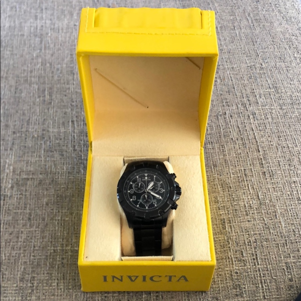 Invicta Chronograph Black Stainless Steel Watch